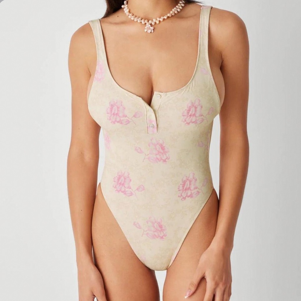 Frankie's Bikinis Cream Bodysuit
